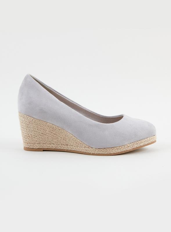 Wide Fit Evans Grey WIDE FIT Closed Toe Wedges 1