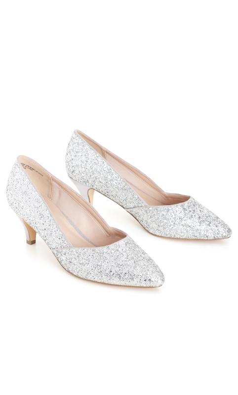 Fran Silver Wide Fit Sparkle Heel Evans