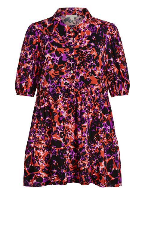 Get a flirty touch with the button-up bodice and floral print of the red and purple Majesty Mini Dr 4