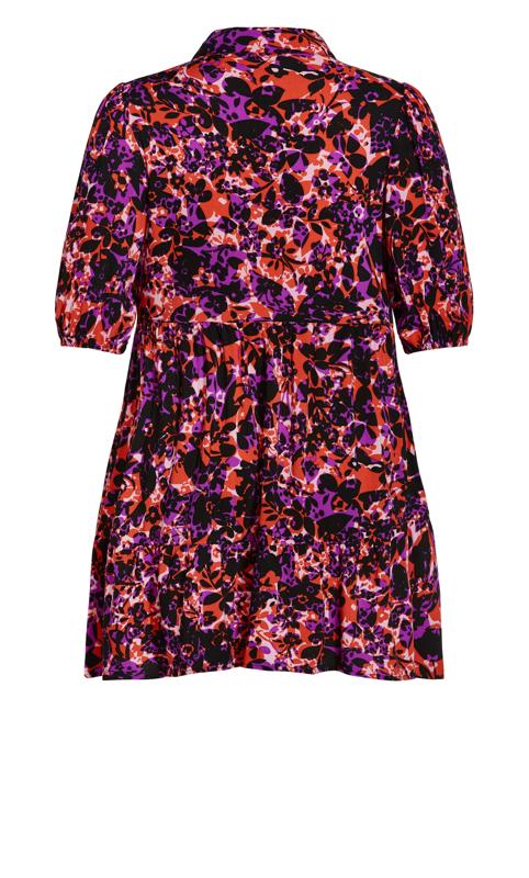 Get a flirty touch with the button-up bodice and floral print of the red and purple Majesty Mini Dr 5