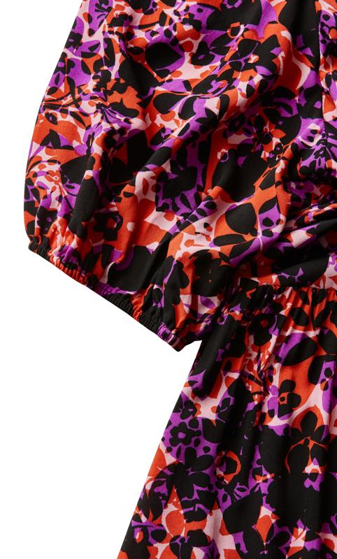 Get a flirty touch with the button-up bodice and floral print of the red and purple Majesty Mini Dr 6