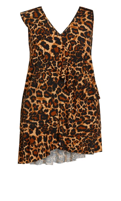 Evans Brown Leopard Print Frill Neck Tunic 3