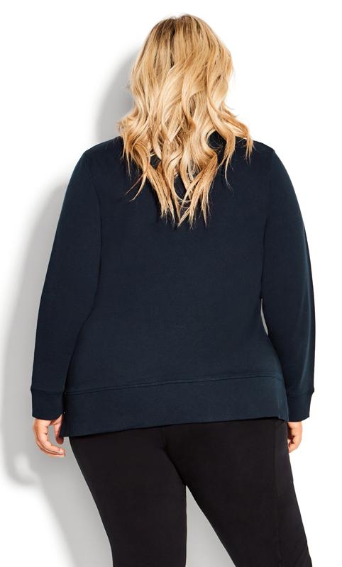 Hi Lo Crew Neck Relaxed Navy Blue Sweat Top 5
