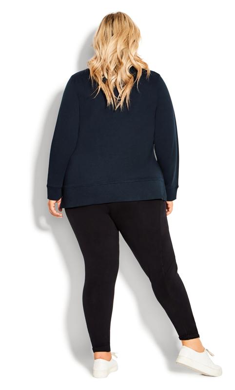 Hi Lo Crew Neck Relaxed Navy Blue Sweat Top 6