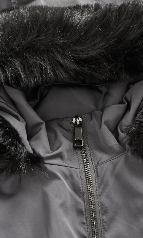 Faux Fur Grey Lightweight Coat | Evans 5