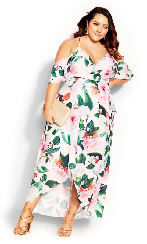 Evans Pink Garden Maxi Dress 1