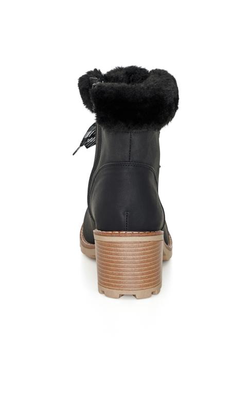 Avenue EXTRA WIDE FIT Black Faux Fur Lined Heeled Hiker Boots 3