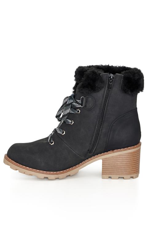 Avenue EXTRA WIDE FIT Black Faux Fur Lined Heeled Hiker Boots 4
