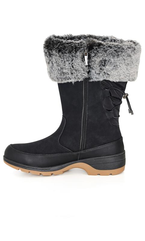 Avenue WIDE FIT Black Faux Fur Lined Snow Boots 4