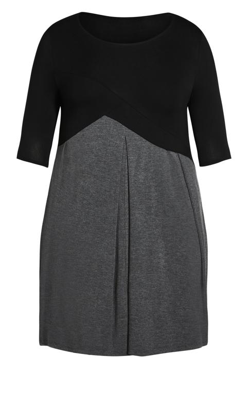Knit Black Contrast Plain Dress  2