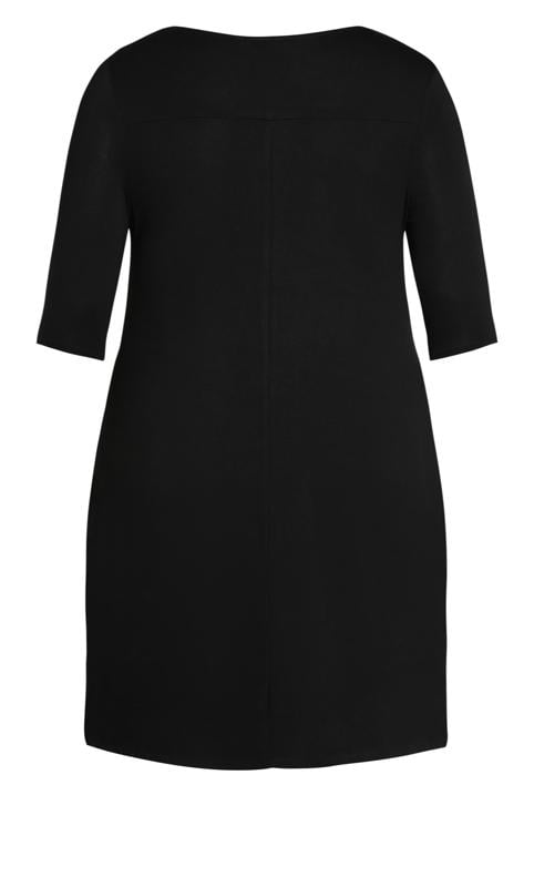 Knit Black Contrast Plain Dress  3