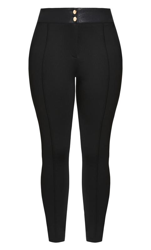 City Chic Black Vegan Leather Trousers