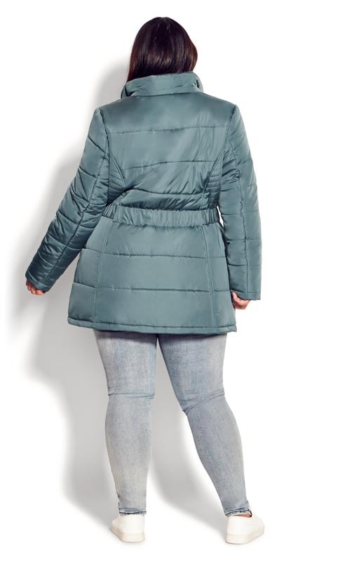 Evans Blue Puffer Belted Hood Coat 2