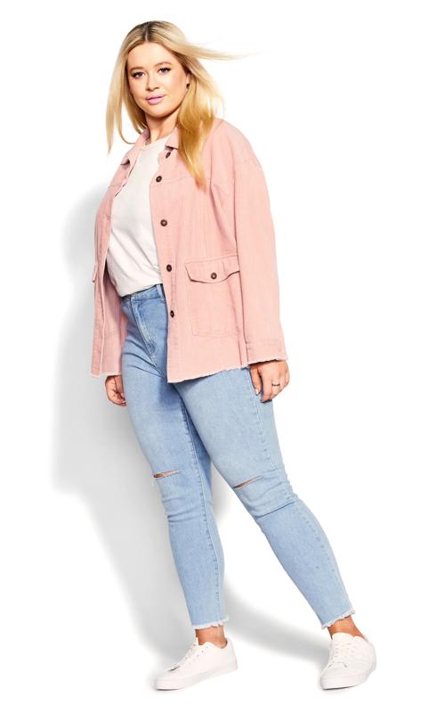 Plus Size  Avenue Pink Cord Shacket