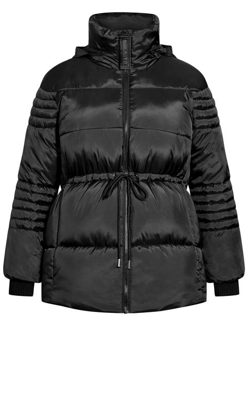 Avenue Black Puffer Coat | Evans 8