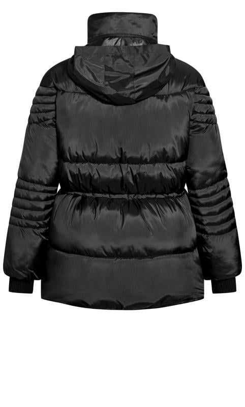 Avenue Black Puffer Coat | Evans 9