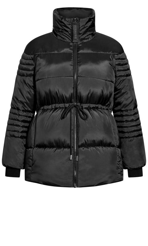 Avenue Black Puffer Coat | Evans 10