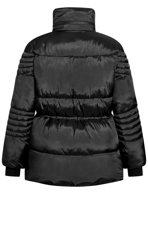 Avenue Black Puffer Coat | Evans 11