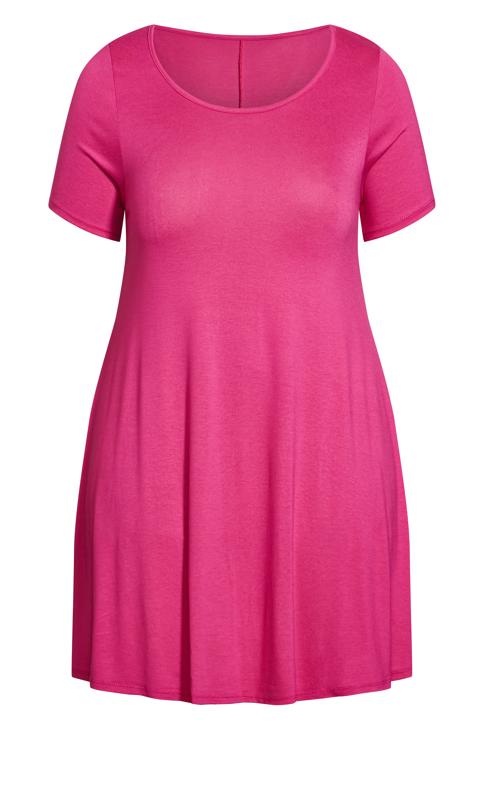 Plain Short Sleeve Bright Pink Tunic 3
