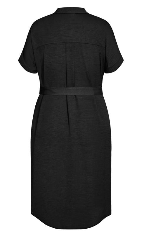 Midi Tie Waist Black Shirt Dress 3