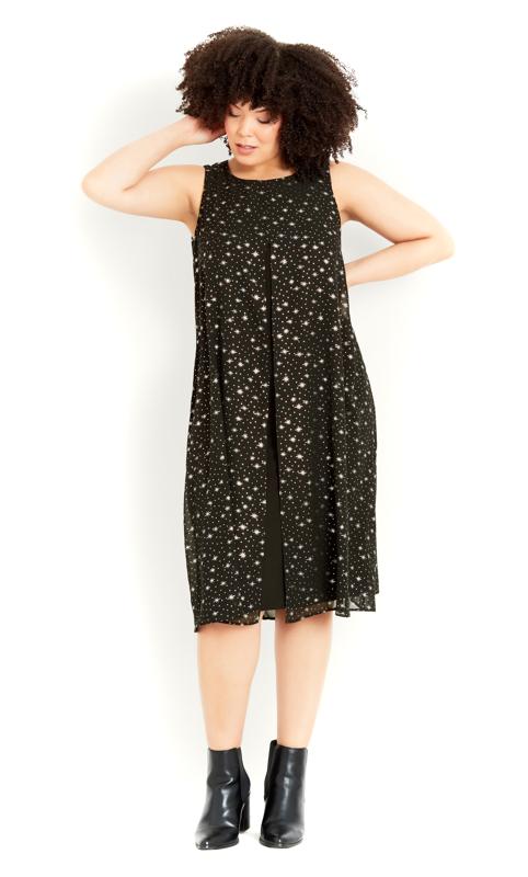 Plus Size  Evans Black Sparkle Split Front Dress