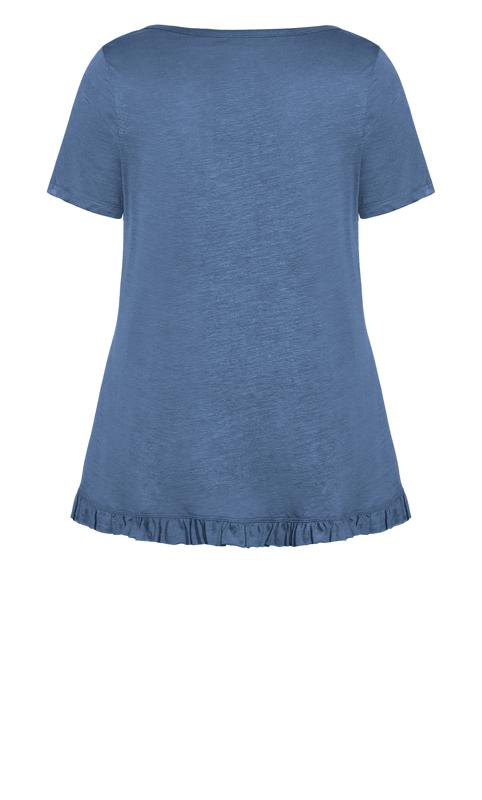 Evans Steel Blue Frill Hem T-Shirt 5