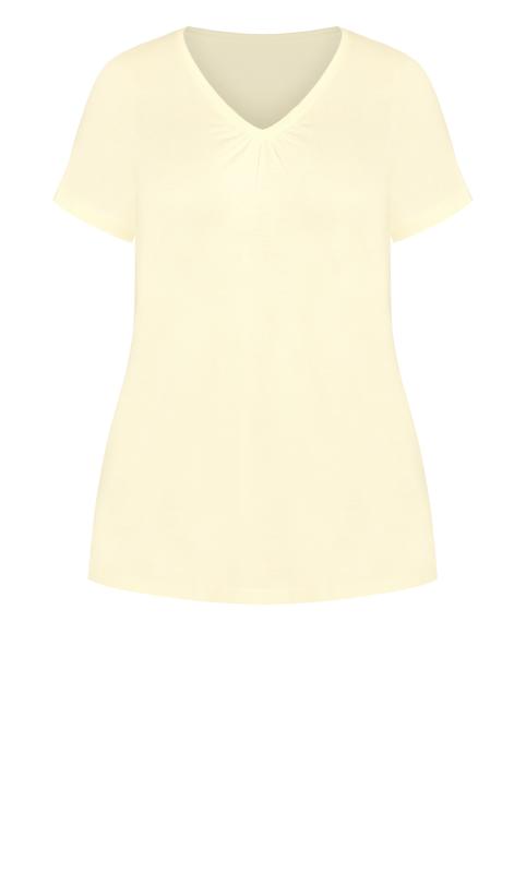 Gathered V Neck Yellow Cotton Top 5