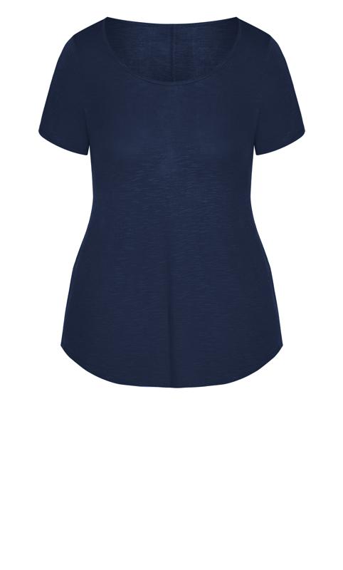 Evans Navy Blue Short Sleeve T-Shirt | Evans 3