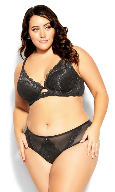 Plus Size  City Chic Black Lace Underwired Padded Bra