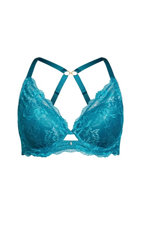 Evans Teal Blue Lace Underwired Padded Bra 4