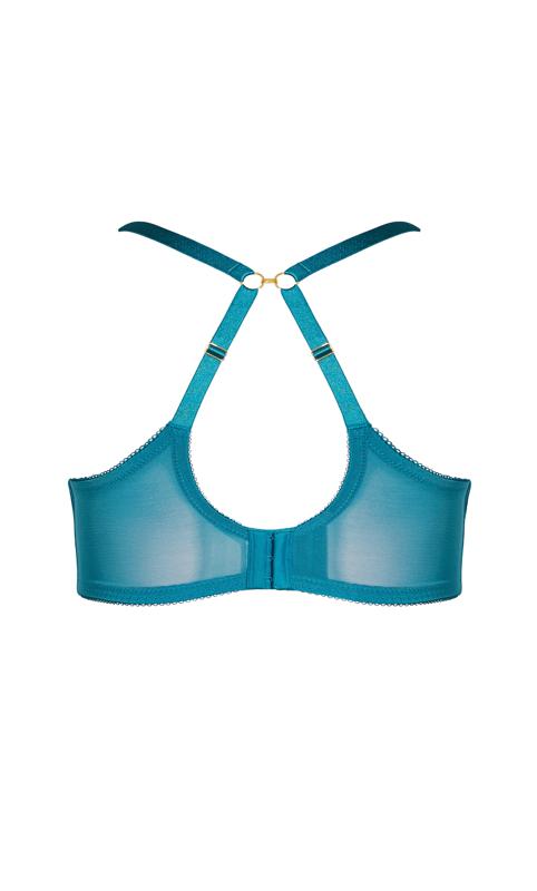 YOURS Plus Size Teal Blue Lace Padded Balcony Bra