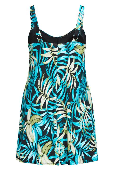 Blue Palm Twist Print Swim Dress 3