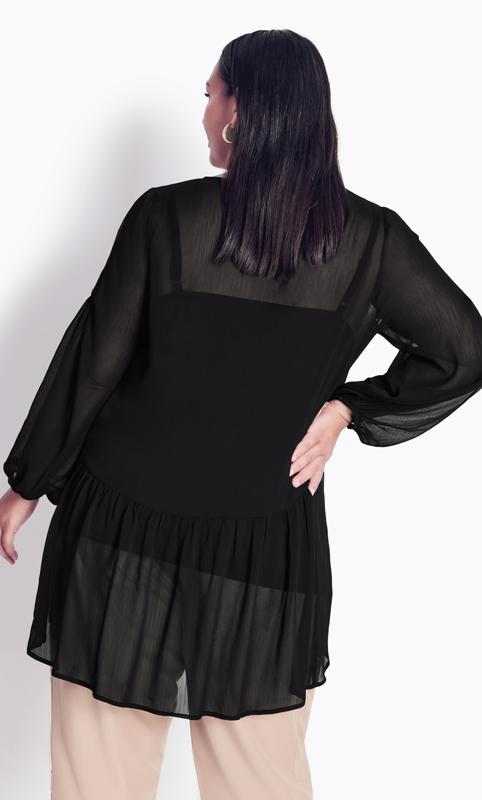 Evans Black Sheer Smock Blouse 5