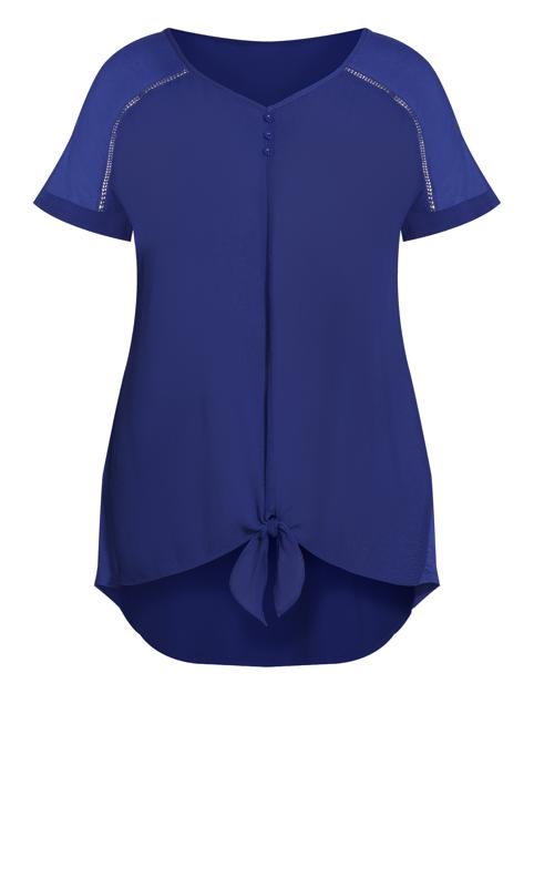 Evans Blue Tie Hem Chiffon Blouse 6