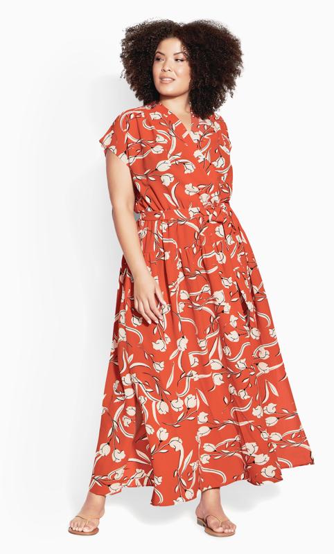 Havana Orange Floral Print Maxi Dress 1