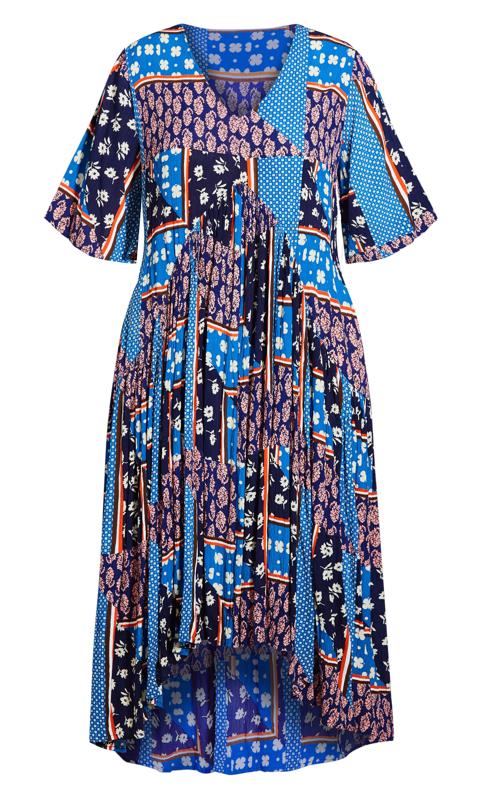 Evans Blue Patchwork Print Midi Dress 4