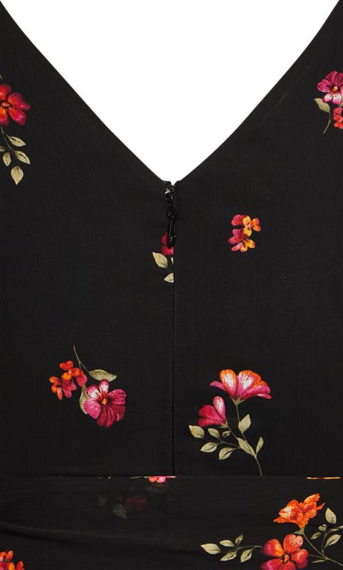 Evans Black Floral Chiffon Maxi Dress 6
