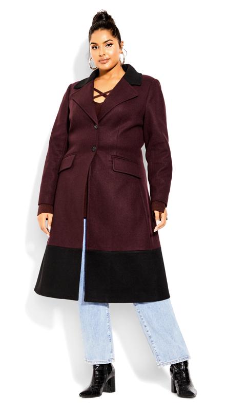 EVANS Plus Size Arabella Block Contrast Black Coat 1