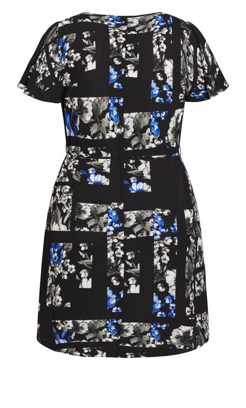 Evans Black Floral Print Zip Detail Mini Dress 5