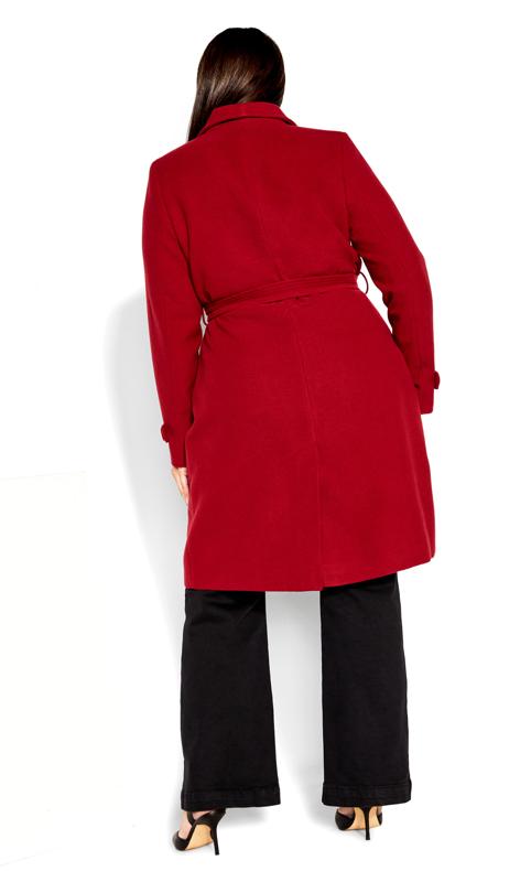 City Chic Red Belted Coat 4