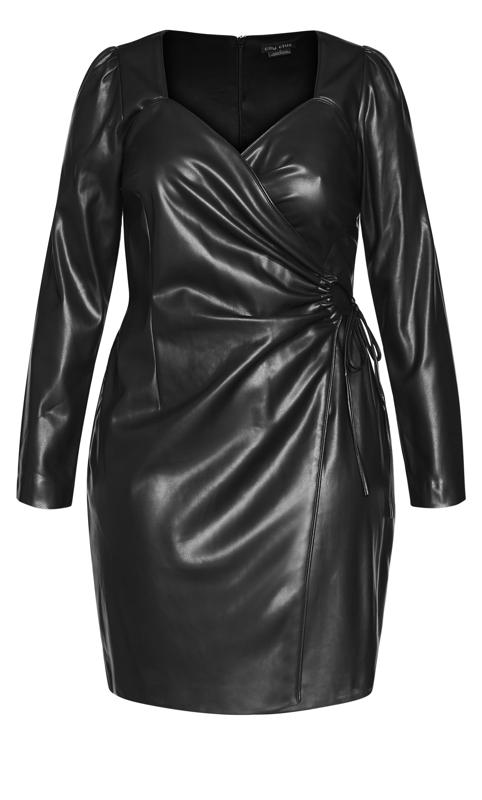 Evans Black Faux Leather Midi Wrap Dress 8