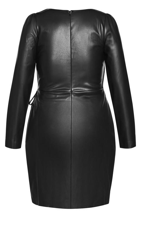 Evans Black Faux Leather Midi Wrap Dress 9