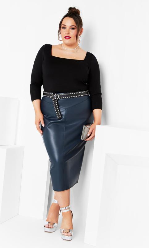 Charlotte Steel Faux Leather Midi Skirt 6