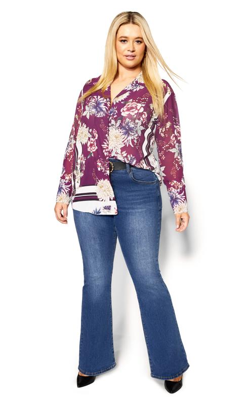 Evans Dark Pink Floral Print Blouse 2