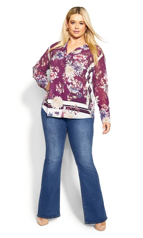 Evans Dark Pink Floral Print Blouse 3