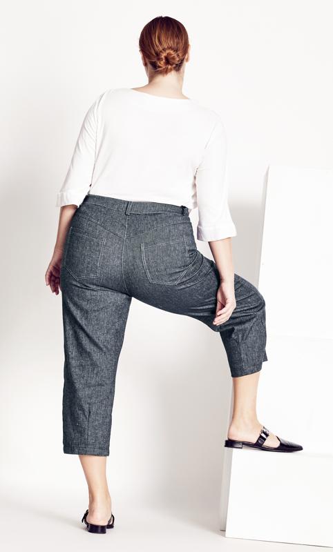 City Chic Blue Woven Cropped Trousers 3