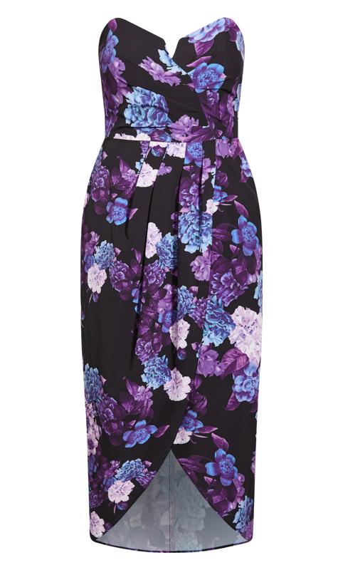Evans Black & Purple Floral Drape Maxi Dress 7