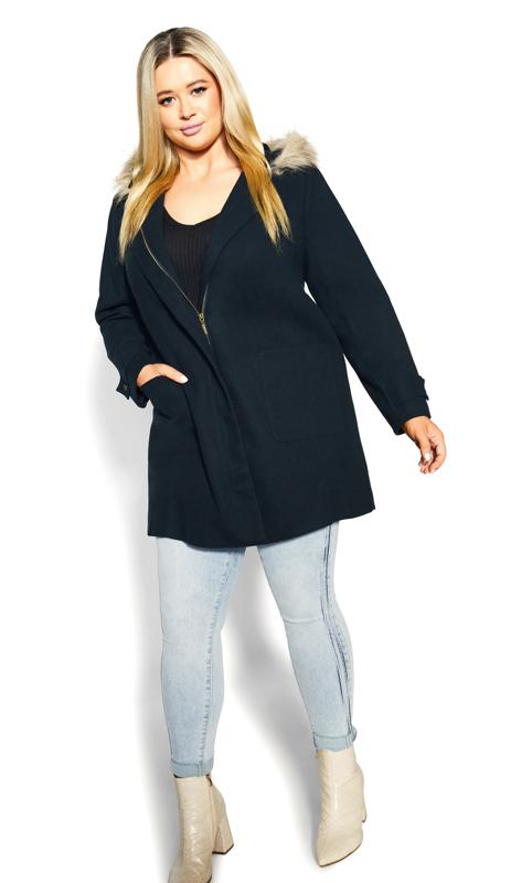Voyager Faux Wool Navy Coat 7