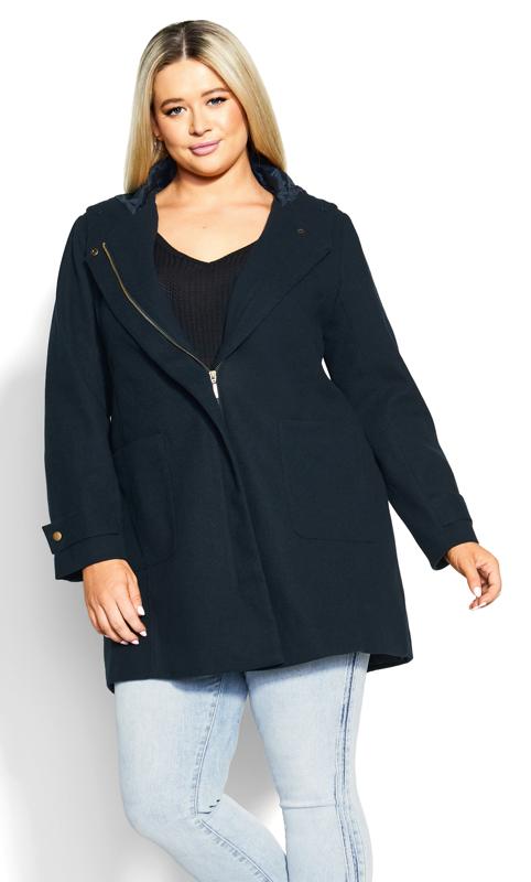 Voyager Faux Wool Navy Coat 10