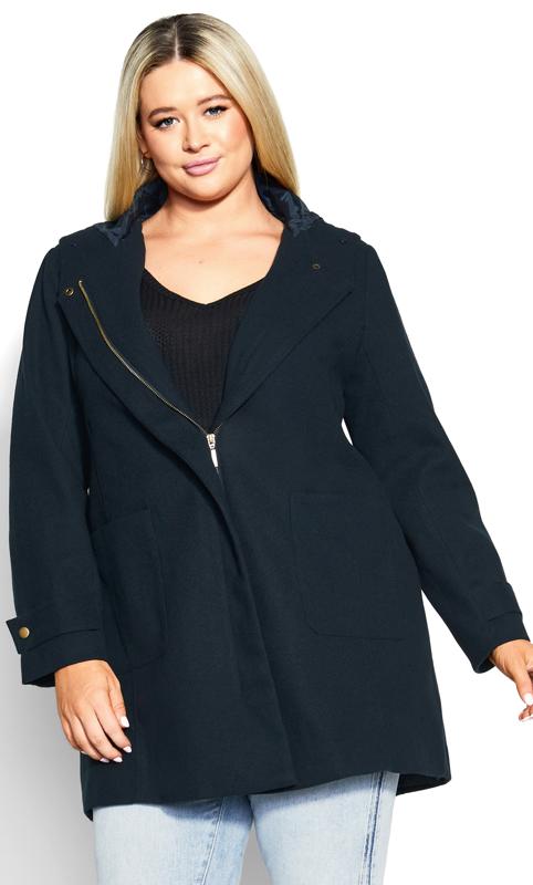 Voyager Faux Wool Navy Coat 2